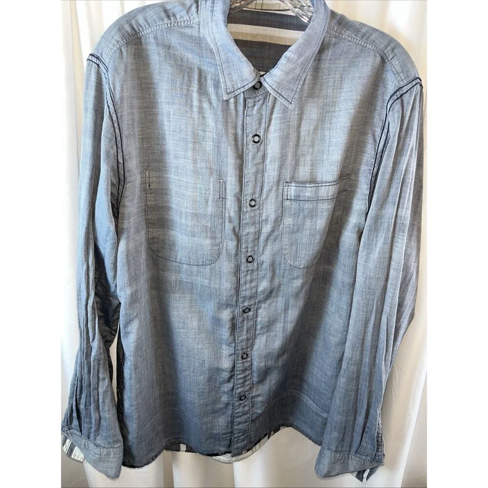 Banana Republic Men’s Camden Fit Reversible Blue Plaid Shirt Size M Casual